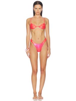 naranja furcado - Latex Splash Women's Self-Tie Two-Piece Bikini Set Red