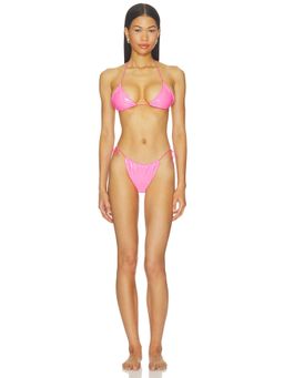 naranja furcado - Latex Splash Women's Padded Triangle Bikini Set Pink