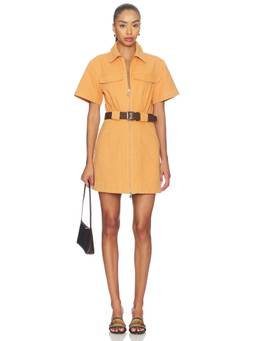NICHOLAS - Embla Women's Belted Zip-Front Shirt Mini Dress Orange