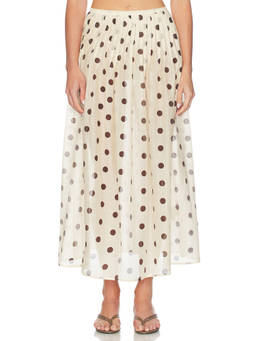 NICHOLAS - Marit Women's Pleated Polka Dots Maxi Skirt Yellow