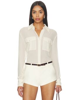 NICHOLAS - Sheer Georgette Women's Button-Down Shirt Ecru