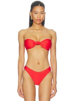 NICHOLAS - Naia Knot Women's Padded Tie-Up Bikini Top Red