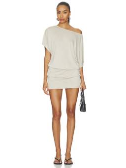 NIA - Bruna Women's One-Shoulder Jersey Mini Bodycon Dress Stone