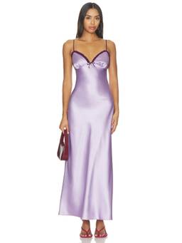 NIA - Camille Women's Satin Slip Maxi Dress Lavender