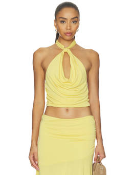 NIA - Lucia Women's Halter Neck Tie-Up Crop Top Yellow