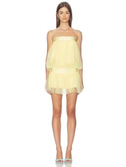 NIIHAI - Tutu Women's Strapless Tulle Mini Dress Yellow