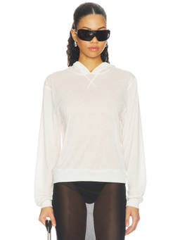 NIIHAI - Dove Women's Sheer Hooded Pullover Hoodie White
