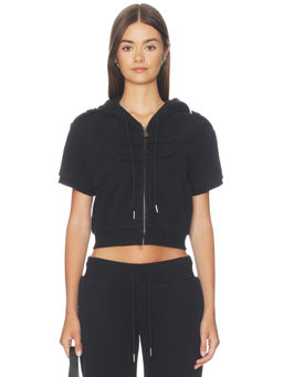 NIIHAI - French Terry Women's Cropped Zip-Up Hooded Crop Tops Black