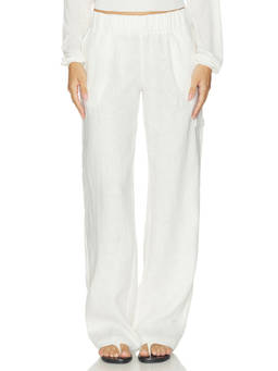 NIIHAI - Dove Women's Drawstring Pull-On Wide-Leg Trousers White