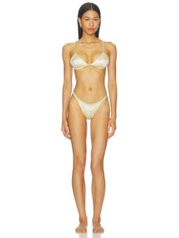 NIIHAI - Del Satin Women's Unpadded Adjustable Strap Bikini Set Pearl