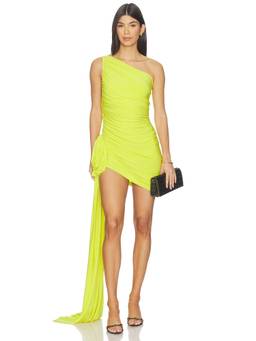 Norma Kamali - Pickleball Diana Women's One Shoulder Ruched Mini Dress Yellow