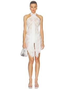 Norma Kamali - Convertible Women's Sleeveless Halter Lace Mini Dress White