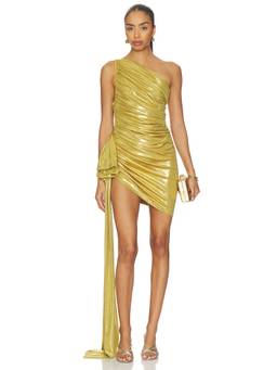 Norma Kamali - Pickleball Diana Women's Ruched One Shoulder Mini Dress Gold