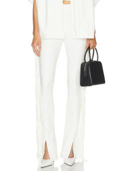 Norma Kamali - Fringe Spat Women's High-Waist Flared Jeans Snow White