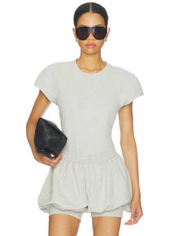 Norma Kamali - Cap Sleeve Women's Structured Shoulder Bodysuit Grey