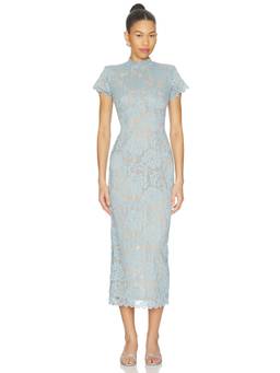 Nookie - Alessia Women's Lace High Neck Bodycon Midi Dress Blue