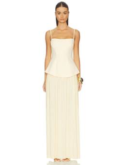 Nookie - Darling Women's Corset Pleated Maxi Dress Yellow