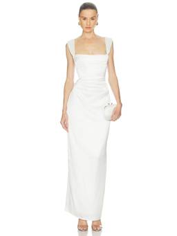 Nookie - Dream Women's Satin Square Neck Sleeveless Maxi Dress White