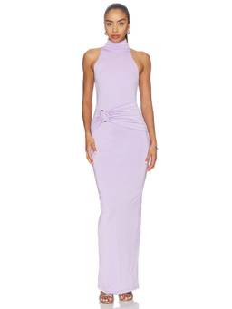 Nookie - Petra Women's High Neck Ruched Bodycon Maxi Dress Lavender