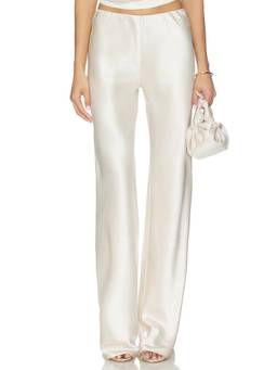 NONchalant Label - Norma Women's Satin Elastic Waist Wide-Leg Palazzo Pants Champagne