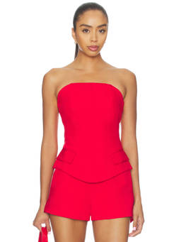 NONchalant Label - Georgia Women's Strapless Cinched Waist Top Red
