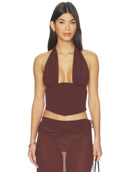 Natalie Rolt - Bronte Women's Halter Plunging Corset Top Espresso