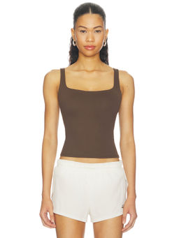 NikeSKIMS - Matte Square Neck Women's Padded Shelf Sports Bra Dark Sepia