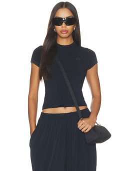 NikeSKIMS - Stretch Knit Women's Logo Crew Neck Crop Top Obsidian