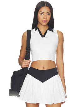 Nubyen - Ba?os Women's Sleeveless Contrast Collar Crop Top White