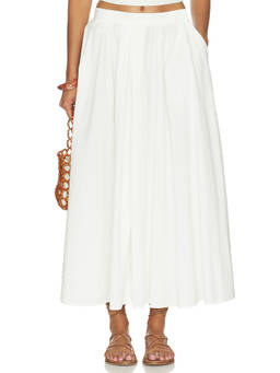 Oddli - Organic Cotton Women's Pleated Maxi Skirt Cream