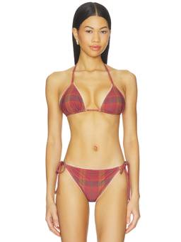 Oddli - Women's Unpadded Halter Neck Tie-Up Bikini Top Red