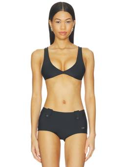 Oddli - Button Women's Unpadded Back Closure Bikini Top Black