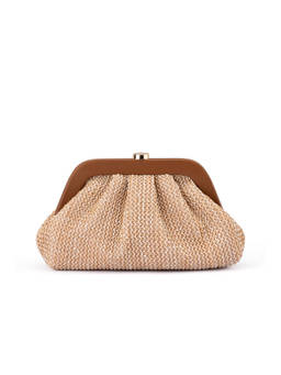 olga berg - Ash Woven Vegan Leather Clutch Tan