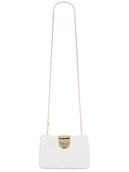 olga berg - Lindy Woven Vegan Leather Clutch White