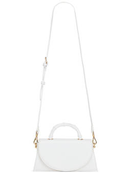 olga berg - Phoebe Faux Leather Bamboo Handle Handbag White