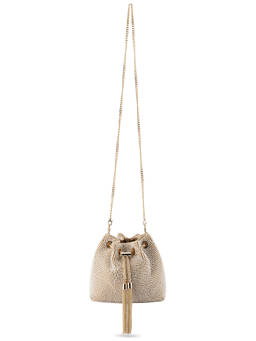 olga berg - Miranda Crystal Mesh Bucket Bag Pearl Gold