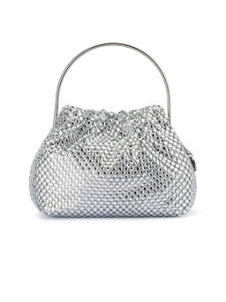 olga berg - Whitney Crystal Embellished Top Handle Handbag Silver