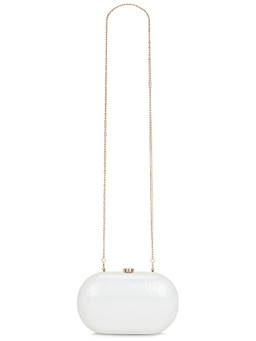 olga berg - Izza Oval Textured Clutch Pearl