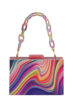 olga berg - Swirl Print Hardcase Box Clutch Multi-Color