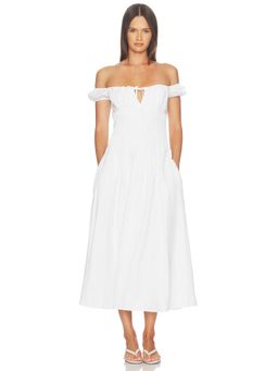 onia - Off Shoulder Women's Smocked Midi Dress White