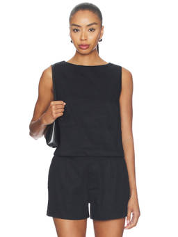onia - Boatneck Women's Sleeveless Relaxed Fit Top Black