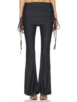 OperaSPORT - Women's Ruched Side Cinch Flared Palazzo Pants Black