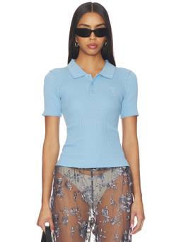 OperaSPORT - Elia Seamless Women's Ribbed Polo Top Blue