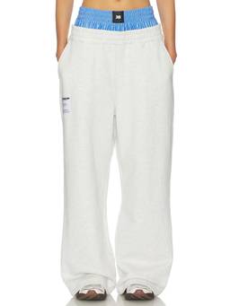Off Season - Layered Women's Wide-Leg Drawstring Palazzo Pants Grey