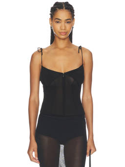OW Collection - Astra Women's Chiffon Tie-Up Strap Top Black