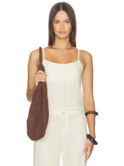 OW Collection - Luma Women's Linen Tie-Up Back Crop Top Tan