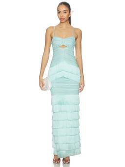 PatBO - Clara Fringe Women's Sleeveless Crochet Maxi Dress Blue