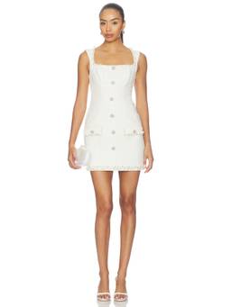 PatBO - Tweed Elsa Women's Sleeveless Square Neck Mini Dress Off White