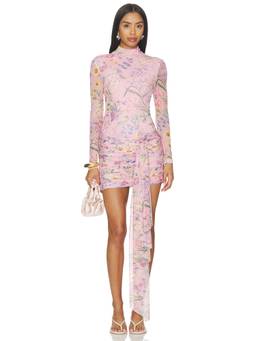 PatBO - Heather Women's Floral Ruched Bodycon Mini Dress Pink