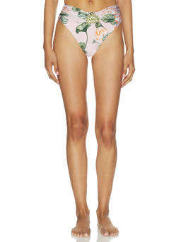 PatBO - Lotus Women's Floral High Waist Bikini Bottom Light Pink